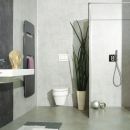 Walk In Dusche, freistehende Seitenwand, Sichtbeton