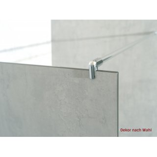 Freistehende Seitenwand 10 mm Kompakt, Breite 80 cm, Hhe 201 cm, Profile silber glnzend, schwarzer Kern, Dekor beidseitig