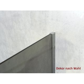 Freistehende Seitenwand 10 mm Kompakt, Breite 80 cm, Hhe 201 cm, Profile silber glnzend, schwarzer Kern, Dekor beidseitig