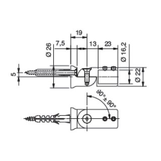 Wandhalter 180  drehbar fr Stabilisatorrohr Durchmesser 16 mm, silber glnzend