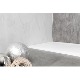 Duschrckwand 8 mm Universal, Hhe 255 cm, Breite 130 cm, Dekor Marmor Wei, Oberflche Feinstruktur