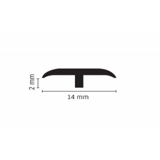 T-Profil für 3 mm Sanierungsrückwand, 14 x 2 mm, silber eloxiert, Länge 270 cm