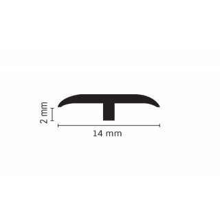 T-Profil fr 3 mm Sanierungsrckwand, 14 x 2 mm, silber eloxiert, Lnge 270 cm