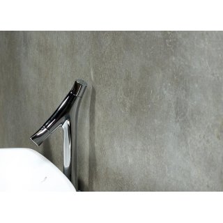 Duschrckwand 8 mm Universal, Hhe 257 cm, Breite 64 cm, Dekor Schiefer Platingrau, Oberflche Keramikstruktur